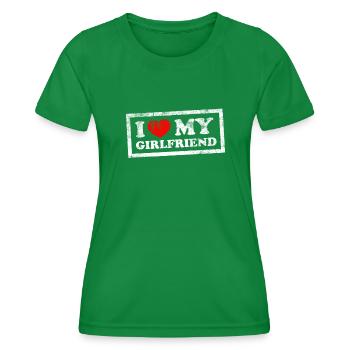 I Love My Girlfriend - Women's Functional T-Shirt - kelly green - Front - AI Model Female 172 dark (172cm)