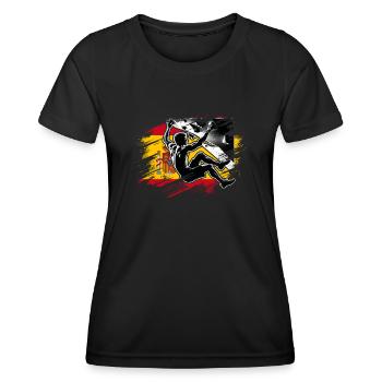 Spain Climber – Escalade de bloc en détresse - T-shirt sport Femme - noir - Devant - AI Model Female 172 light (172cm)