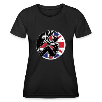 Grimpeur d’Angleterre - Boulder UK Boulderer Escalade - T-shirt sport Femme - noir - Devant - AI Model Female 172 light (172cm)