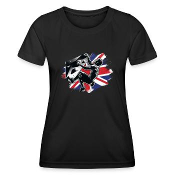 Grimpeur d’Angleterre - Boulder UK Boulderer Escalade - T-shirt sport Femme - noir - Devant - AI Model Female 172 light (172cm)