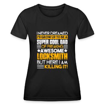 Locksmith Super Cool Locksmith Dad - Women's Functional T-Shirt - black - Front - AI Model Female 172 light (172cm)
