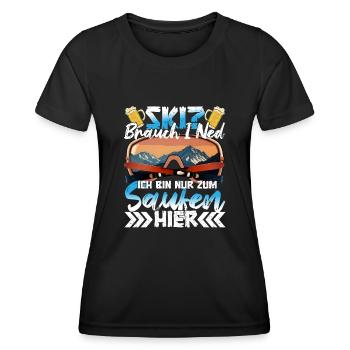 Après Ski Ski? ich bin nur zum Saufen hier! - Frauen Funktions-T-Shirt - Schwarz - Vorne - AI Model Female 172 light (172cm)