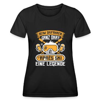 Apres Ski Party Hüttengaudi Beim Skifahren ganz ok - Frauen Funktions-T-Shirt - Schwarz - Vorne - AI Model Female 172 light (172cm)