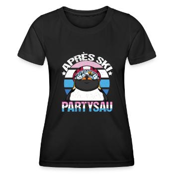 Après Ski Partysau Apres Ski - Frauen Funktions-T-Shirt - Schwarz - Vorne - AI Model Female 172 light (172cm)