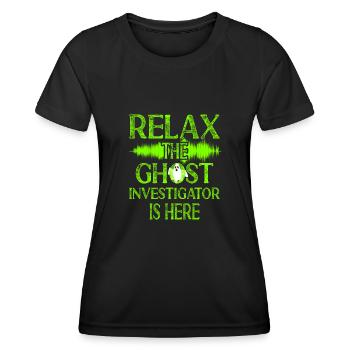 Paranormal Ghost Hunter est là - Relax Bro Design - T-shirt sport Femme - noir - Devant - AI Model Female 172 light (172cm)