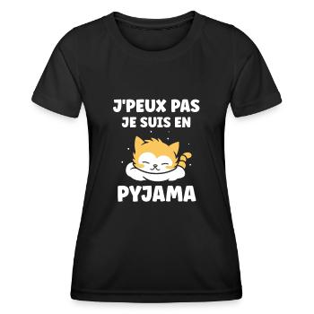 Je peux pas je suis en pyjama - T-shirt sport Femme - noir - Devant - AI Model Female 172 light (172cm)