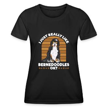 Bernedoodle Dog - Women's Functional T-Shirt - black - Front - AI Model Female 172 light (172cm)