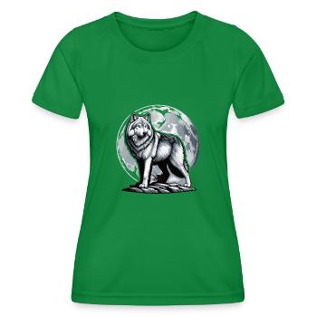 Majestätischer Wolf im Mondschein Design - Frauen Funktions-T-Shirt - Kelly Green - Vorne - AI Model Female 172 dark (172cm)