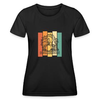 Batterie Batteur Batteur Licorne - T-shirt sport Femme - noir - Devant - AI Model Female 172 light (172cm)