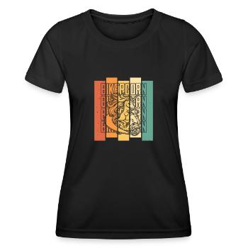 Motorroller Einhorn Scootercorn - Frauen Funktions-T-Shirt - Schwarz - Vorne - AI Model Female 172 light (172cm)
