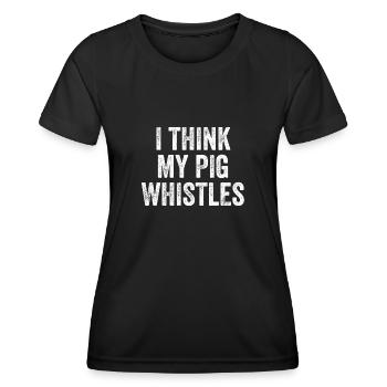 Je pense que mon cochon siffle Denglish - T-shirt sport Femme - noir - Devant - AI Model Female 172 light (172cm)