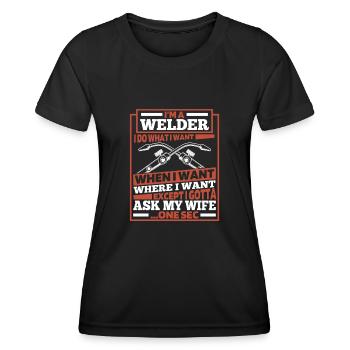 Serrurier soudeur - T-shirt sport Femme - noir - Devant - AI Model Female 172 light (172cm)