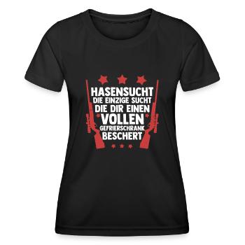Chasse, Chasse, Cerf, Chasse, Sanglier, Chasseur, Chasseur - T-shirt sport Femme - noir - Devant - AI Model Female 172 light (172cm)