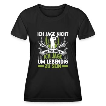 Jagd Jagen Hirschjagd Wildschweinjagd Jäger - Frauen Funktions-T-Shirt - Schwarz - Vorne - AI Model Female 172 light (172cm)