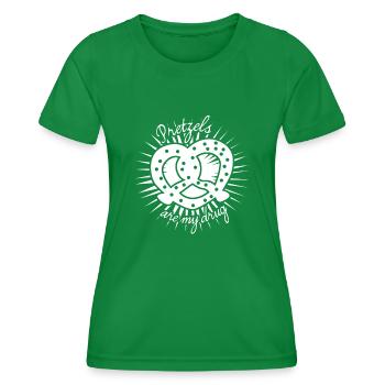 Pretzels Joke Pretzel - Frauen Funktions-T-Shirt - Kelly Green - Vorne - AI Model Female 172 dark (172cm)