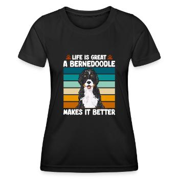 Bernedoodle Dog - Women's Functional T-Shirt - black - Front - AI Model Female 172 light (172cm)