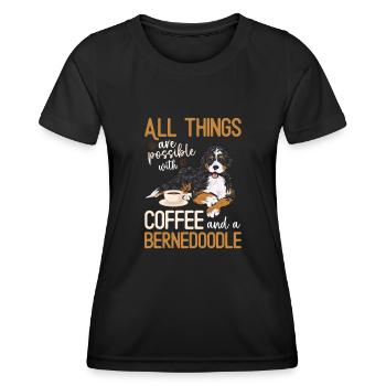 Chien Bernedoodle - T-shirt sport Femme - noir - Devant - AI Model Female 172 light (172cm)