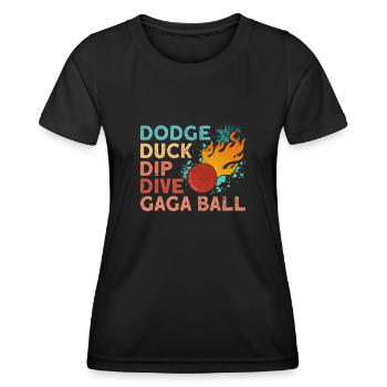 Ballon Dodgeball Hexagon Pit Sports Gaga - T-shirt sport Femme - noir - Devant - AI Model Female 172 light (172cm)