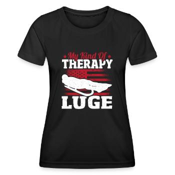 Mon type de thérapie : la luge - T-shirt sport Femme - noir - Devant - AI Model Female 172 light (172cm)