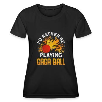 Ballon Dodgeball Hexagon Pit Sports Gaga - T-shirt sport Femme - noir - Devant - AI Model Female 172 light (172cm)