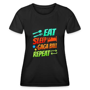 Ballon Dodgeball Hexagon Pit Sports Gaga - T-shirt sport Femme - noir - Devant - AI Model Female 172 light (172cm)