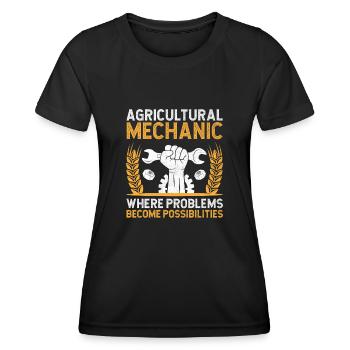 Mécanicien agricole Drôle de tracteur Mécanique Ferme - T-shirt sport Femme - noir - Devant - AI Model Female 172 light (172cm)