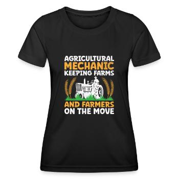 Agricultural Mechanic Funny Tractor Mechanics Farm - Women's Functional T-Shirt - black - Front - AI Model Female 172 light (172cm)