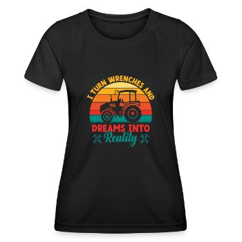 Mécanicien agricole Drôle de tracteur Mécanique Ferme - T-shirt sport Femme - noir - Devant - AI Model Female 172 light (172cm)