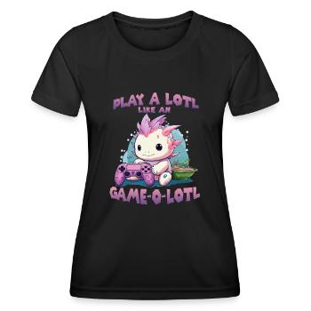 Kawaii Axolotl Anime T pour gamer hobby streamer - T-shirt sport Femme - noir - Devant - AI Model Female 172 light (172cm)