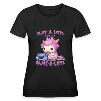 Kawaii Axolotl Gamer T | Gamer Outfit | Axolotl - Women's Functional T-Shirt - black - Front - AI Model Female 172 light (172cm)