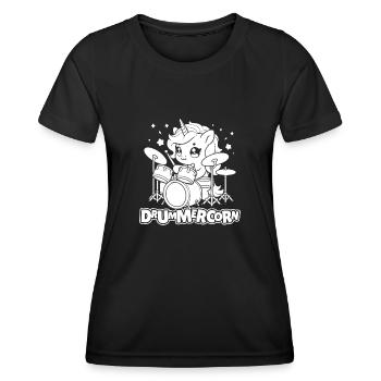 Batterie Batteur Batteur Licorne - T-shirt sport Femme - noir - Devant - AI Model Female 172 light (172cm)