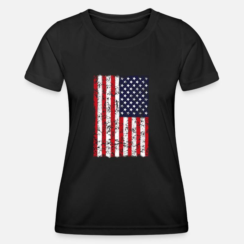 U.S. FLAG vertical - Women's Functional T-Shirt - black