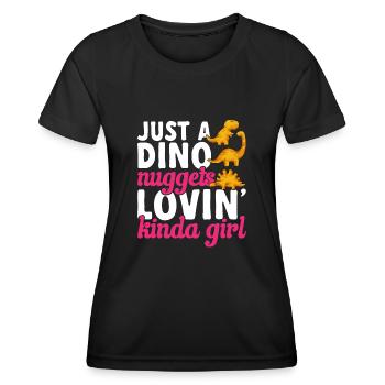 Dino Nuggets Dinosaurier Chicken Nuggets - Frauen Funktions-T-Shirt - Schwarz - Vorne - AI Model Female 172 light (172cm)