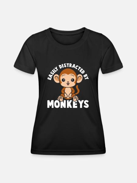 Easily distracted by monkeys - Women's Functional T-Shirt - black