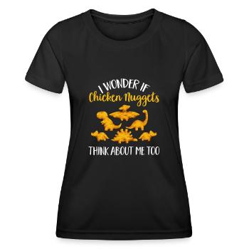 Dino Nuggets Dinosaurier Chicken Nuggets - Frauen Funktions-T-Shirt - Schwarz - Vorne - AI Model Female 172 light (172cm)
