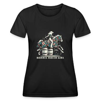 Barrel Racing Western Riding Barrel Racing - T-shirt sport Femme - noir - Devant - AI Model Female 172 light (172cm)