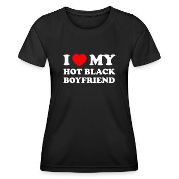 J’aime mon petit ami noir chaud - T-shirt sport Femme - noir - Devant - AI Model Female 172 light (172cm)