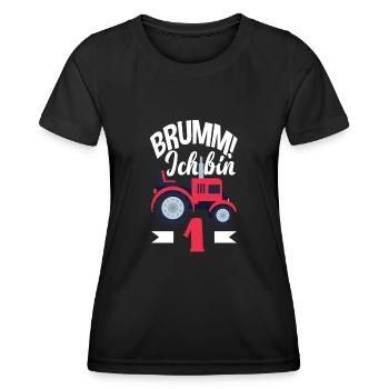 1. Geburtstag Traktor 1 Jahr Geburtstagsshirt - Frauen Funktions-T-Shirt - Schwarz - Vorne - AI Model Female 172 light (172cm)