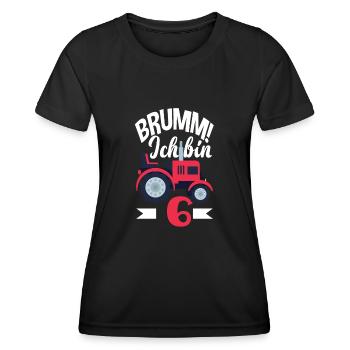 6. Geburtstag Traktor 6 Jahre Geburtstagsshirt - Frauen Funktions-T-Shirt - Schwarz - Vorne - AI Model Female 172 light (172cm)