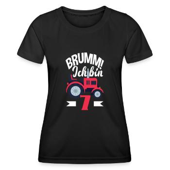 7. Geburtstag Traktor 7 Jahre Geburtstagsshirt - Frauen Funktions-T-Shirt - Schwarz - Vorne - AI Model Female 172 light (172cm)