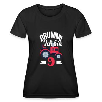 9. Geburtstag Traktor 9 Jahre Geburtstagsshirt - Frauen Funktions-T-Shirt - Schwarz - Vorne - AI Model Female 172 light (172cm)