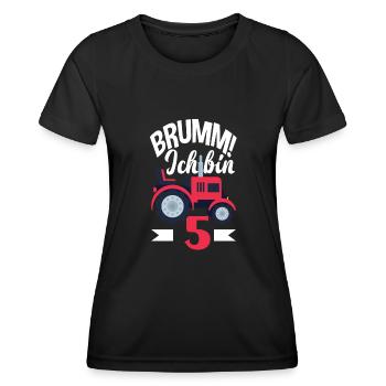5. Geburtstag Traktor 5 Jahre Geburtstagsshirt - Frauen Funktions-T-Shirt - Schwarz - Vorne - AI Model Female 172 light (172cm)