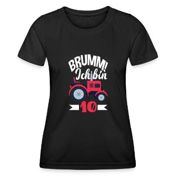 10. Geburtstag Traktor 10 Jahre Geburtstagsshirt - Frauen Funktions-T-Shirt - Schwarz - Vorne - AI Model Female 172 light (172cm)