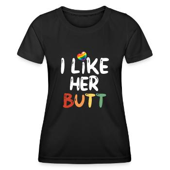 LGBT Lesbian Couples Compliment I Like Her Butt - Women's Functional T-Shirt - black - Front - AI Model Female 172 light (172cm)