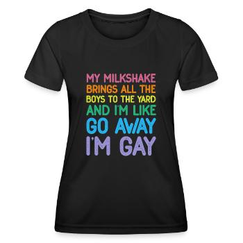 Lesbische Flagge Gay Pride Regenbogen LGBT Mein Milchshake - Frauen Funktions-T-Shirt - Schwarz - Vorne - AI Model Female 172 light (172cm)