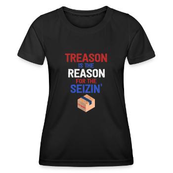 La trahison est la raison du raid du FBI de Seizin - T-shirt sport Femme - noir - Devant - AI Model Female 172 light (172cm)