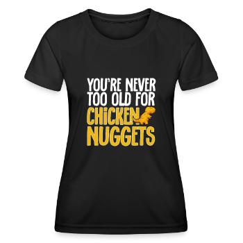 Dino Nuggets Dinosaurier Chicken Nuggets - Frauen Funktions-T-Shirt - Schwarz - Vorne - AI Model Female 172 light (172cm)