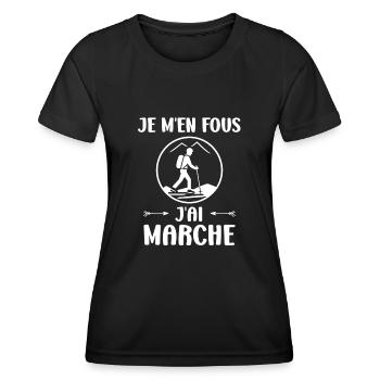 Randonné humour marche nordique - T-shirt sport Femme - noir - Devant - AI Model Female 172 light (172cm)