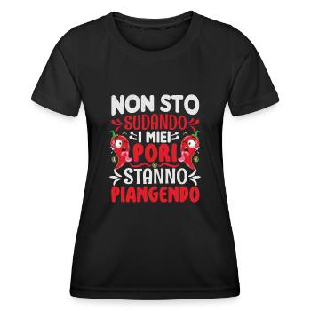 Je ne transpire pas mes pores pleurent - Chili Cook - T-shirt sport Femme - noir - Devant - AI Model Female 172 light (172cm)