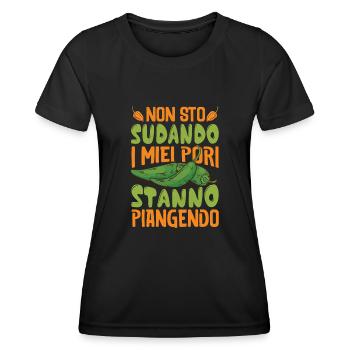 Je ne transpire pas mes pores pleurent - Chili Cook - T-shirt sport Femme - noir - Devant - AI Model Female 172 light (172cm)